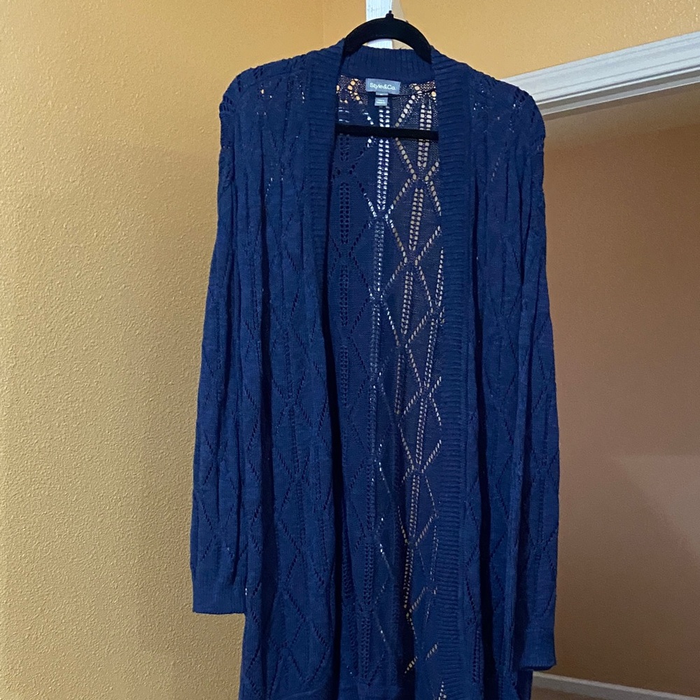 Style & Co. Deep Blue Open-Front Cardigan